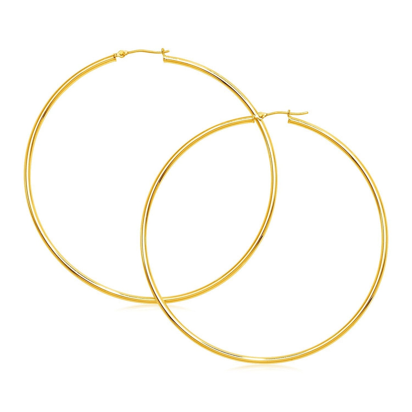 Pendientes de aro grandes pulidos de oro amarillo de 14k