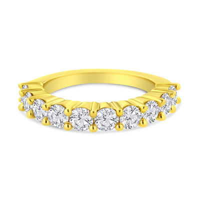 Bague d'anniversaire en argent sterling plaqué or jaune 14K avec diamants de 2,0 cttw - Taille 7