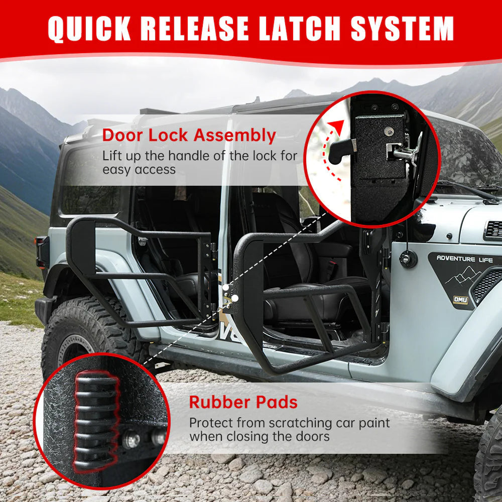 Portes Tubulaires Jeep Premium pour Wrangler JL & Gladiator JT (2018-2024)