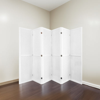 Elegant 6-Panel Folding Room Divider in White