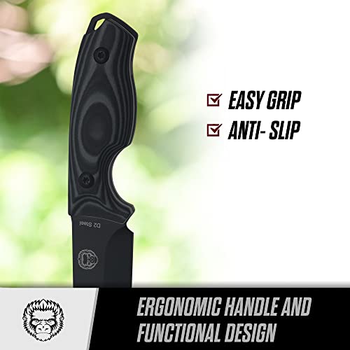 Ultimate Baby Silverback Survival Knife Set for Outdoor Enthusiasts (Black Blade & Grey Accents) - Korvel