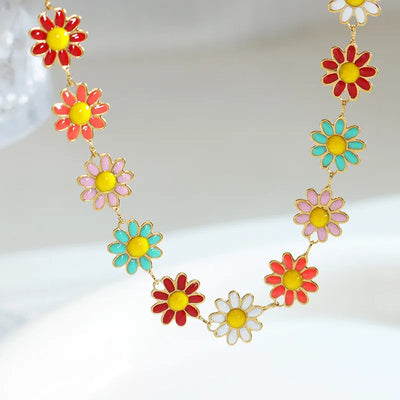 Titanium Steel Oil Drip Flower Bracelet - Korvel