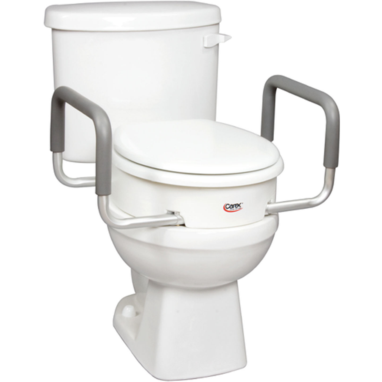 Élévateur de siège de toilette Carex avec poignées pour toilettes allongées