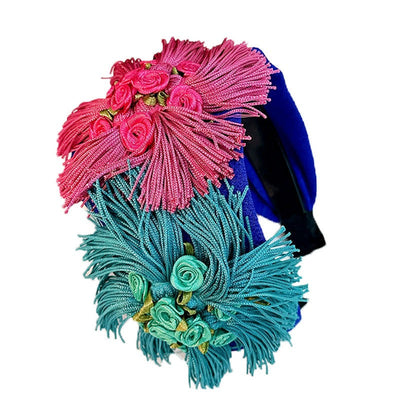 Handmade Fabric Flower Wide Headband