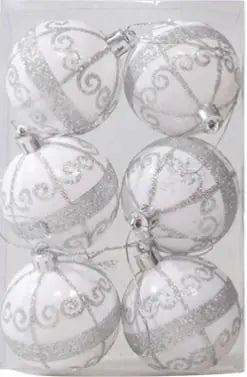 Vibrant Glitter Christmas Balls - Set of 6