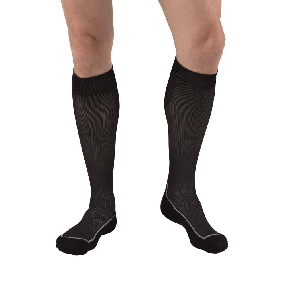 Chaussettes de compression unisexes GNP jusqu'au genou - Noir/Gris Argyle, Grande