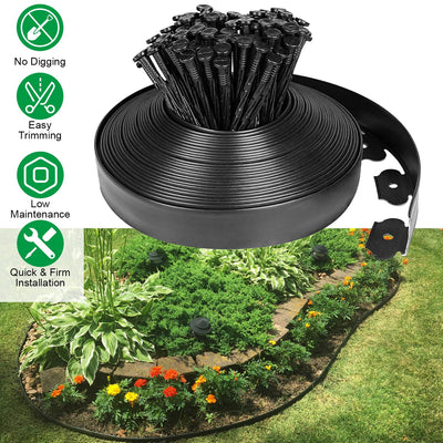 Kit de Bordes de Jardín de Plástico de 10 Metros Sin Excavación