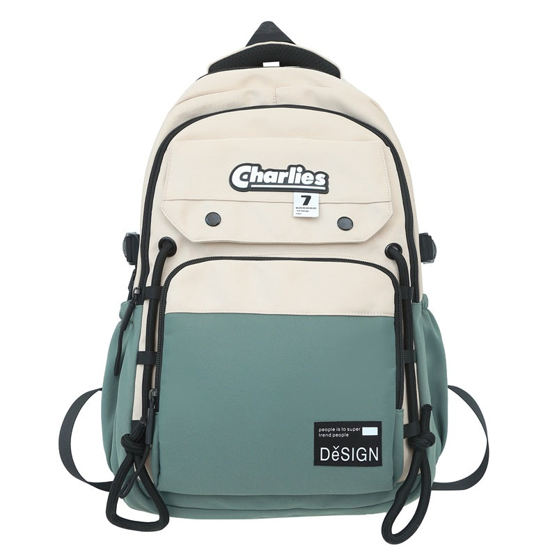 Large Capacity Men's Contrast Color Double Fashion Backpack