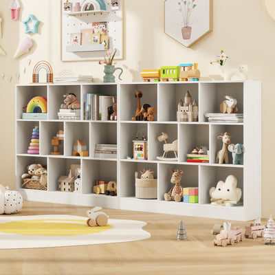 Organizador de Almacenamiento de Juguetes de Madera de 41 Pulgadas con 10 Cubos - Blanco