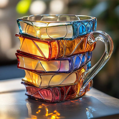 Colorful Books Coffee Cup Unique Stacked Books Coffee Cup - Korvel