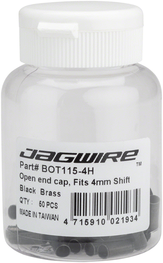 Tapa de extremo de latón abierta de 4 mm de Jagwire - Botella de 50, negra