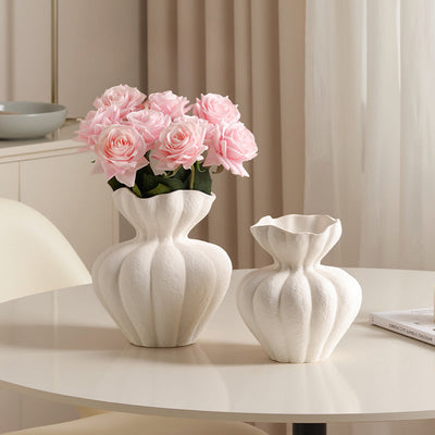 Wabi Sabi Vase White Ornament Living Room Desktop Home Vintage Art Decorative Flower Utensils - Korvel