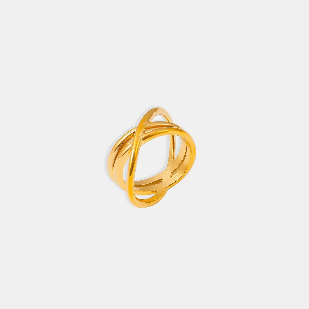 Elegant 18K Gold-Plated Crisscross Ring