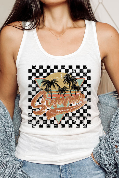 Checkered Summer Racerback Tank Top