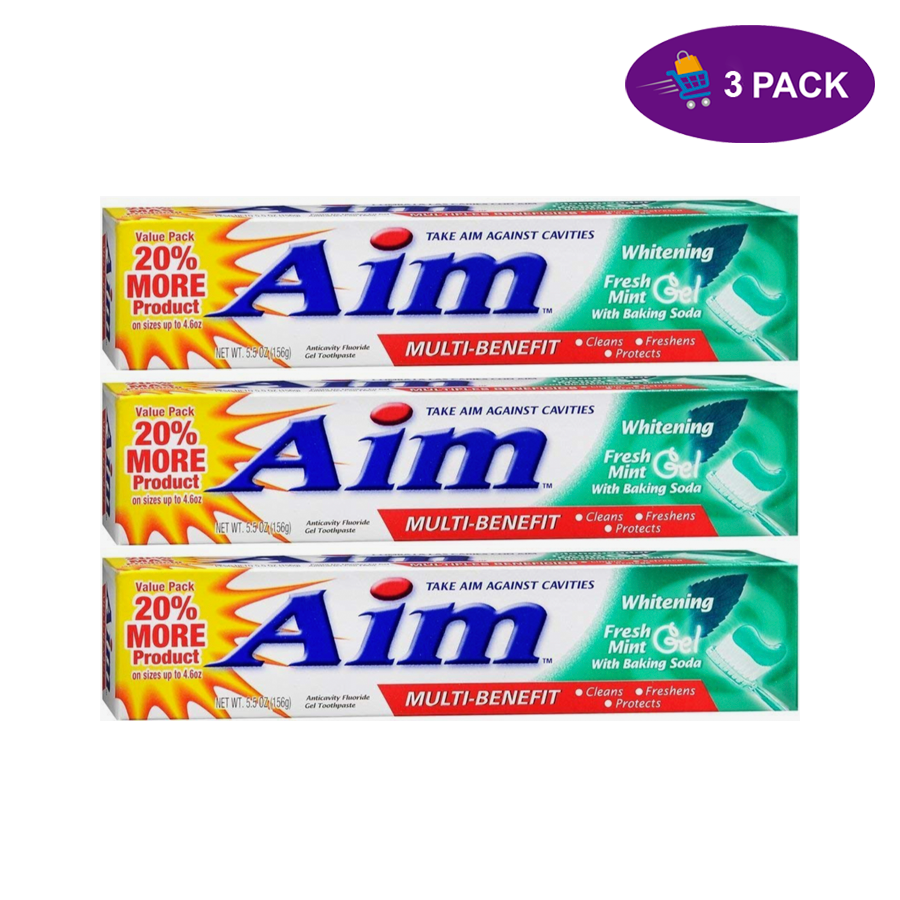 AIM Whitening Anticavity Fluoride Fresh Mint Toothpaste 5.5 Oz