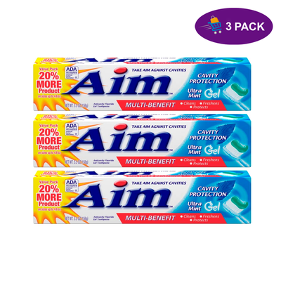 Pasta de Dientes Gel Ultra Menta Protección contra Caries Aim Paquete de Valor, 5.5 Oz