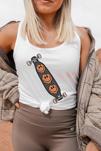 Smiley Skateboard Racerback Tank Top