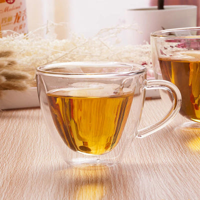180ml/240ml Heart Love Shaped Tea Beer Mug Juice Cup Coffee Cups Mug Gift Double Layer Glass Mug Heat-Resisting Drinkware - Korvel
