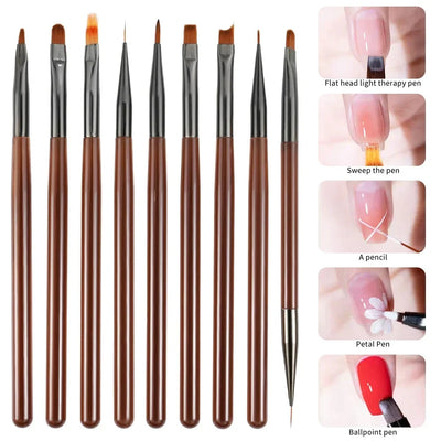 9PCS Premium UV Gel Nail Art Brush Set for Creative Designs
