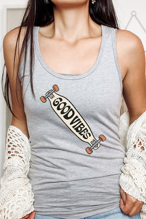 Good Vibes Skateboard Racerback Tank Top
