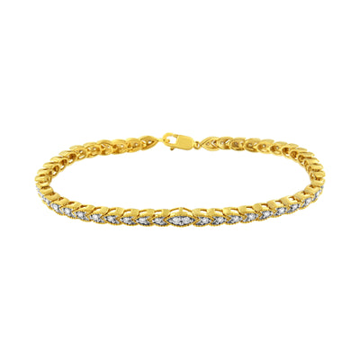 Bracelet en lien en argent sterling plaqué or jaune 10K - 7,25"