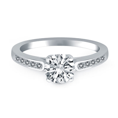 Anillo de Compromiso de Diamante en Canal de Oro Blanco de 14k