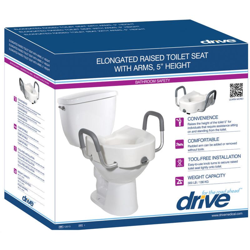 Asiento de inodoro elevado Premium de Drive Medical con bloqueo de seguridad
