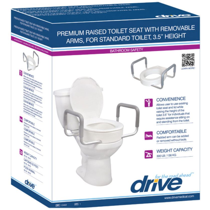 Toilet Seat Riser with Removable Arms