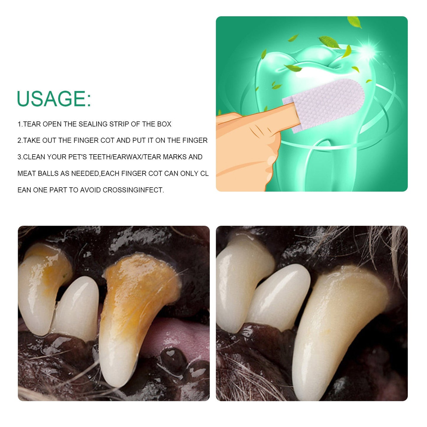 Manchons de nettoyage des dents pour animaux de compagnie