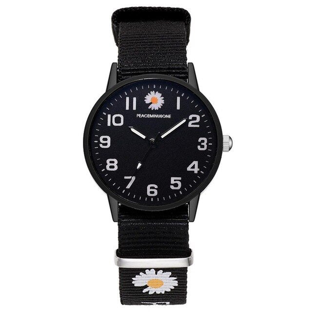 Reloj de Pulsera de Nylon Floral Daisy para Mujeres - Reloj de Cuarzo Casual