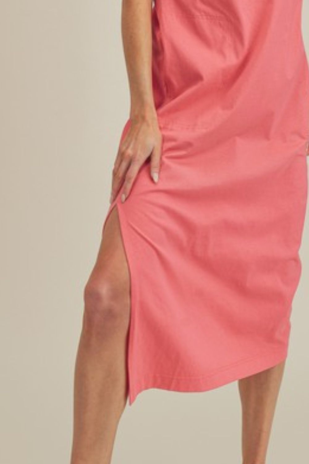 Chic Side Slit Round Neck Sleeveless Midi Dress for Women