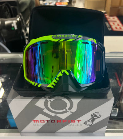 MOTORFIST Octane 110 Goggle - Hi-Vis Green Mirrored Tangerine