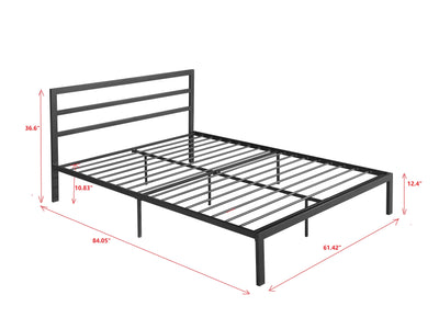 Queen Size Metal Bed Frame with Headboard Charcoal Grey - Korvel