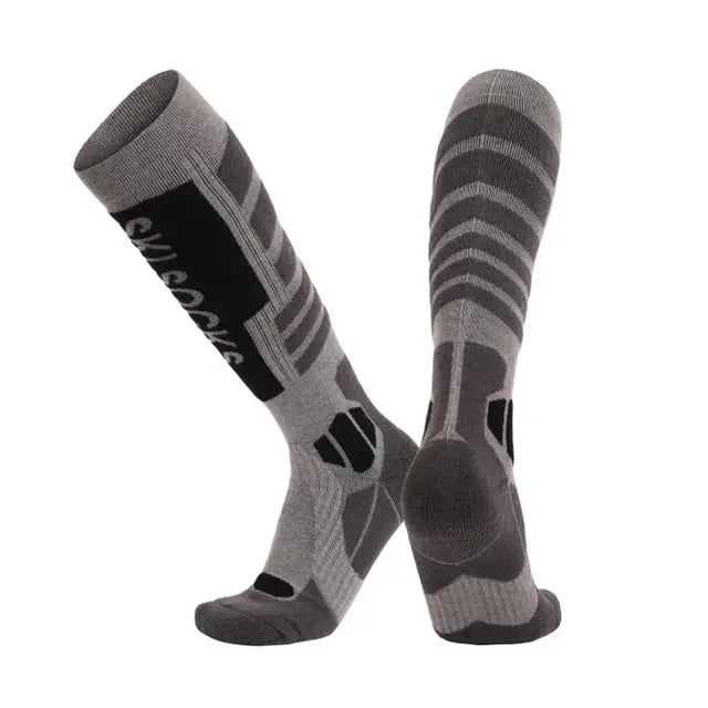New Merino wool skiing socks with thickened towel bottom for men and women's outdoor winter high tube hiking socks - Korvel