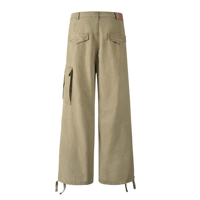 Men's Casual Straight Leg Cargo Pants with Pleated Design