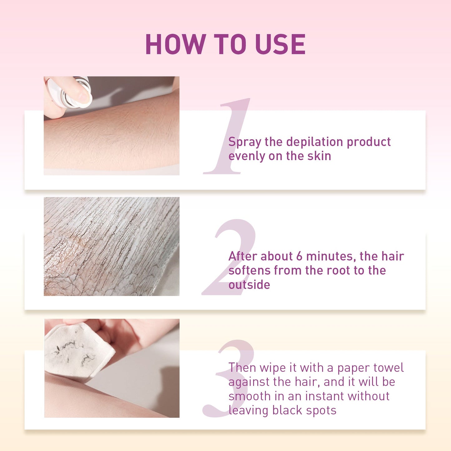 Hair Removal Spray, Mild Non-Irritating Full Action Hair Leg Hair Armpit Hair Removal Spray - Korvel