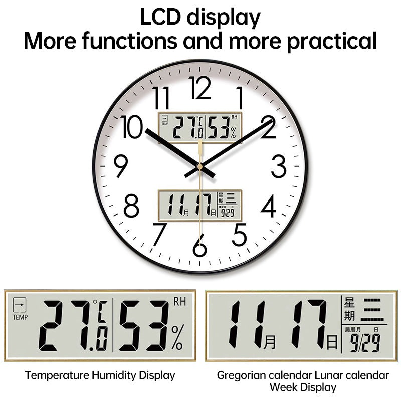 Horloge murale électronique avec calendrier 2025 - Design moderne