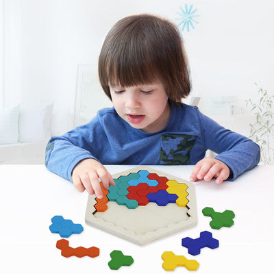 Wooden Toy Puzzle Board Honeycomb Kindergarten Pupils Hands-On Desktop Toy Wooden Puzzle - Korvel