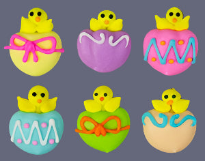 Edible Royal Icing Chicks in Shell Charms - Assorted Colors