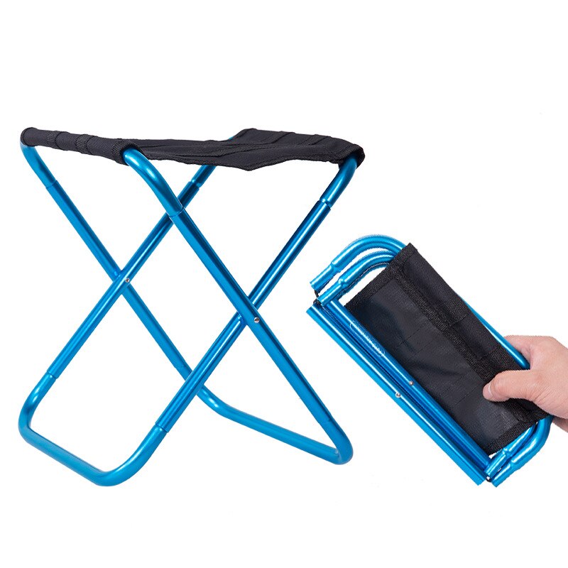 25*22.5*27cm Outdoor Aluminum Folding Stool Chair Small Fishing Stool Chair Portable Camping Outdoor Fishing Chair Fishing Tool - Korvel