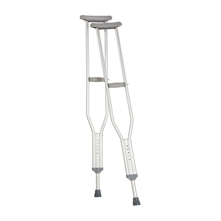 Muletas de aluminio Carex altas con botón de presión