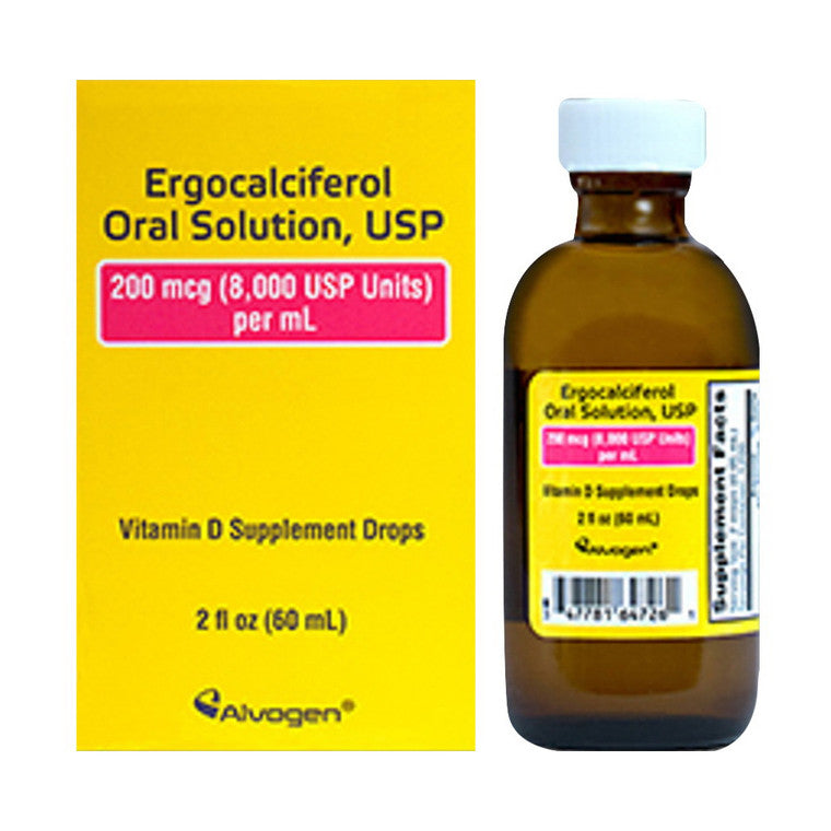 Alvogen Ergocalciférol Solution Orale USP Gouttes de Supplément de Vitamine D, 2 Oz