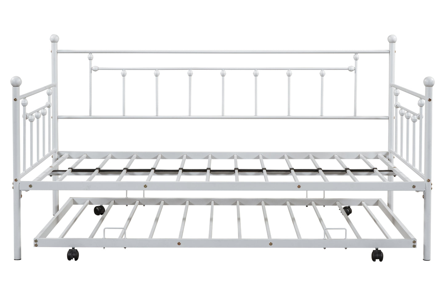 Light Grey Metal Double Bed with Trundle