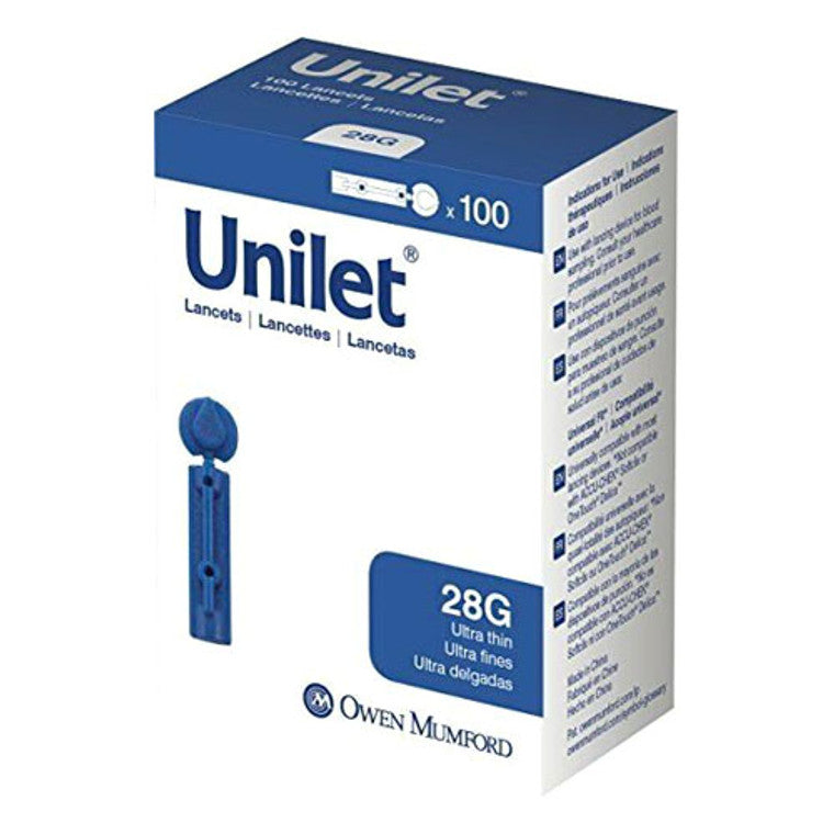 Unilet 28G Ultra Thin Lancets - 100 Count