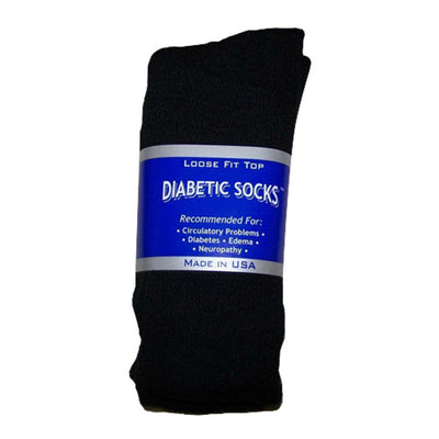 Leader Diabetic Crew Socks - Black, Large