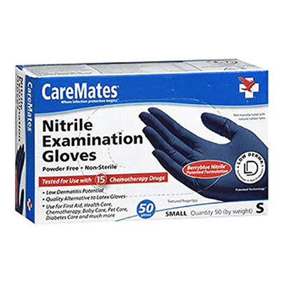 CareMates Powder Free Nitrile Examination Gloves - Small