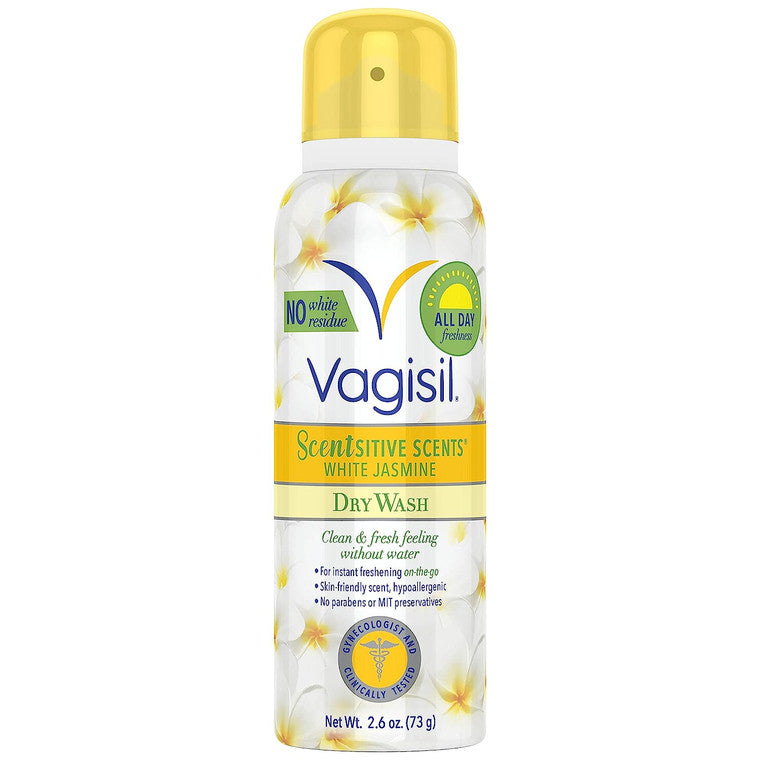 Vagisil Scentsitive Scents Spray de Limpieza Seco - Jazmín Blanco, 2.6 Oz