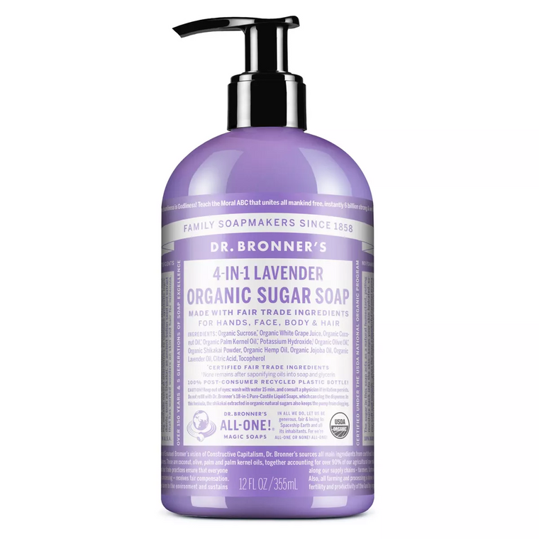 Jabón de Azúcar Orgánico de Lavanda Dr Bronner - 12 Fl Oz