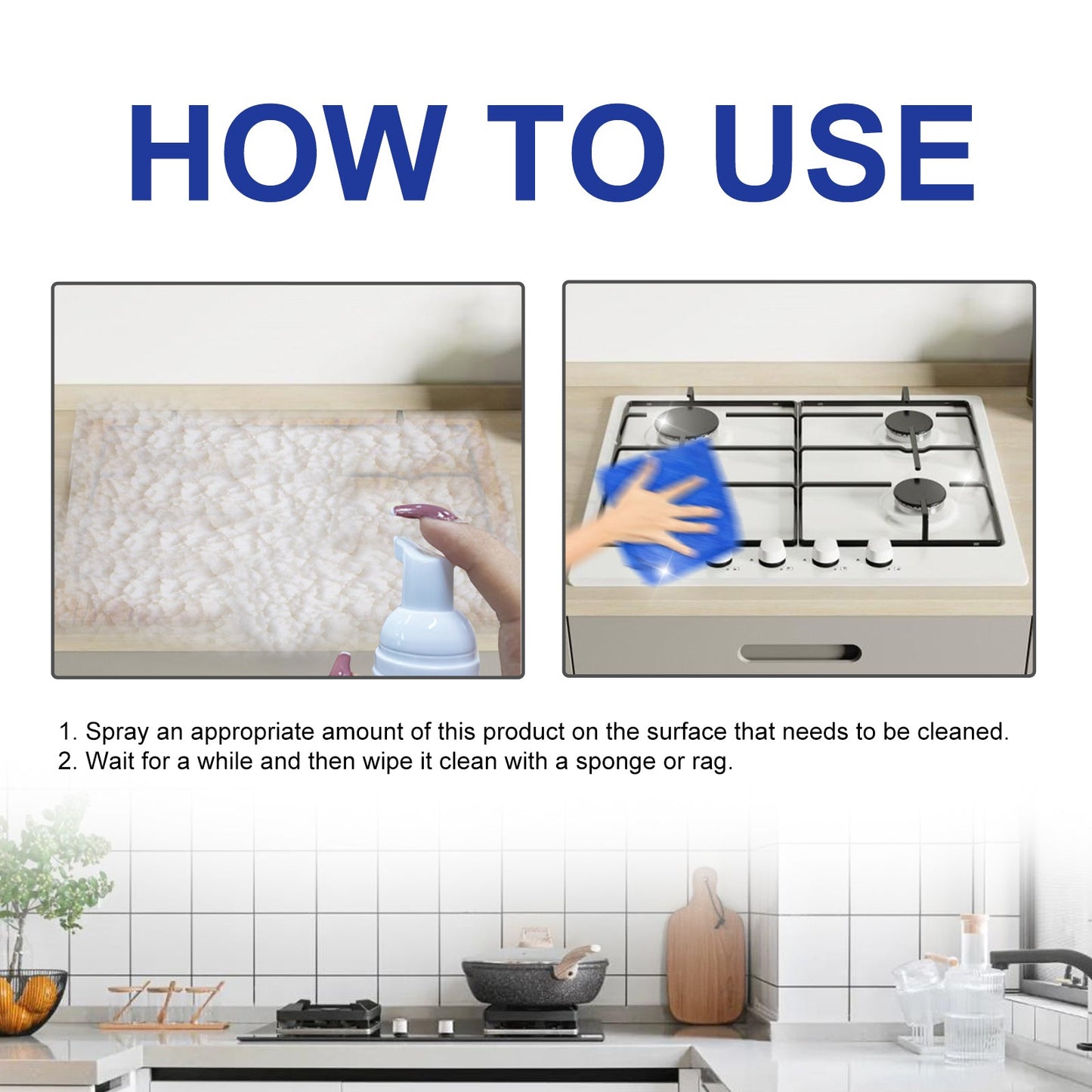 Kitchen Foam Cleaner, Kitchen Stove Range Hood Stain Removal Heavy Oil Foam Cleaner - Korvel