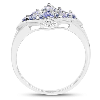 1.53 Carat Genuine Tanzanite Sterling Silver Engagement Ring
